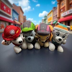 Lot of 4 Paw Patrol Plush Everest, Marshal, Skye & Rocky Plush 6"